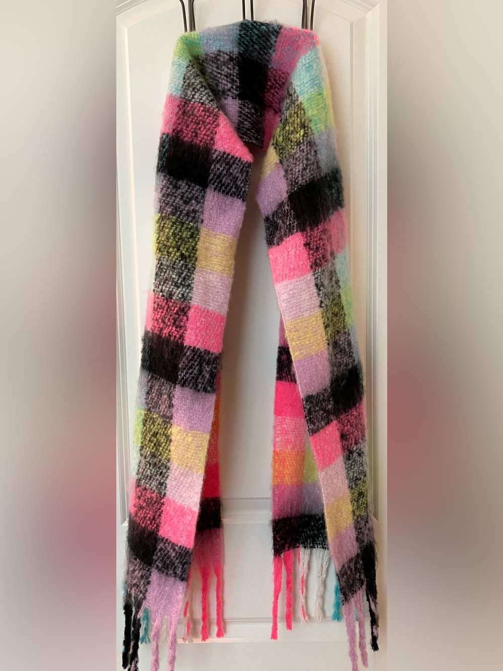 Sugar & Jade Multicolor Plaid Fringe Winter Scarf One Size NWOT